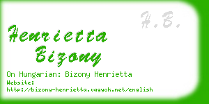 henrietta bizony business card